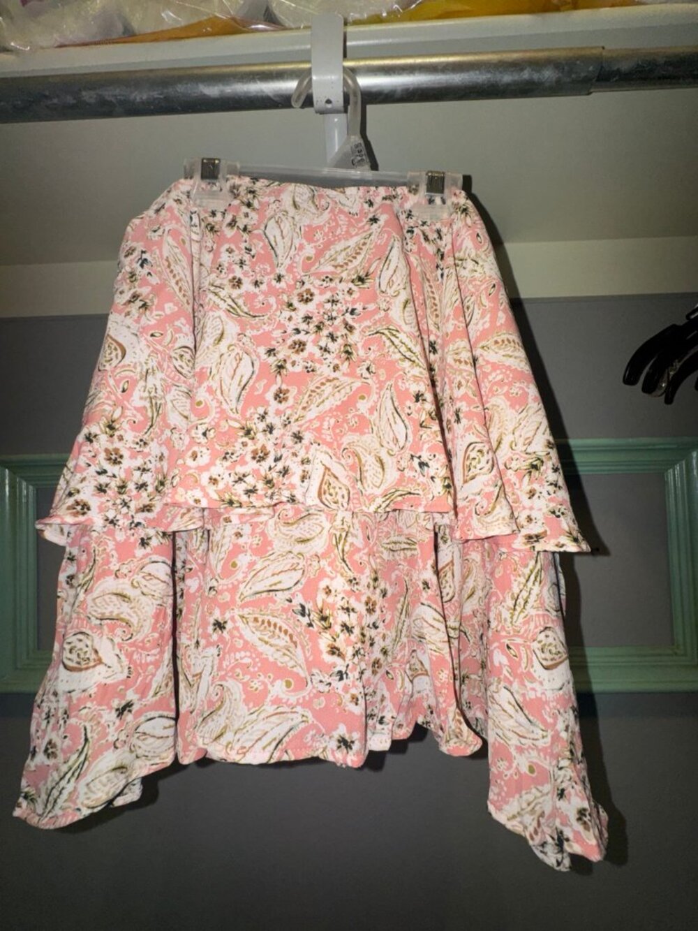 Zara Pink Floral Paisley High Low Ruffle Skirt